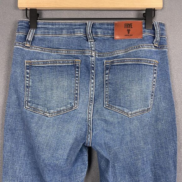 FRYE Womens Jeans 28 Regular Fit Slim Mid Rise Medium Wash Blue - Picture 5 of 12